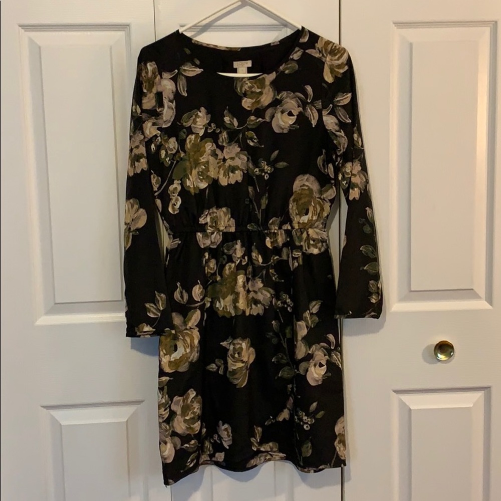 Jcrew floral knee length long sleeve dress
